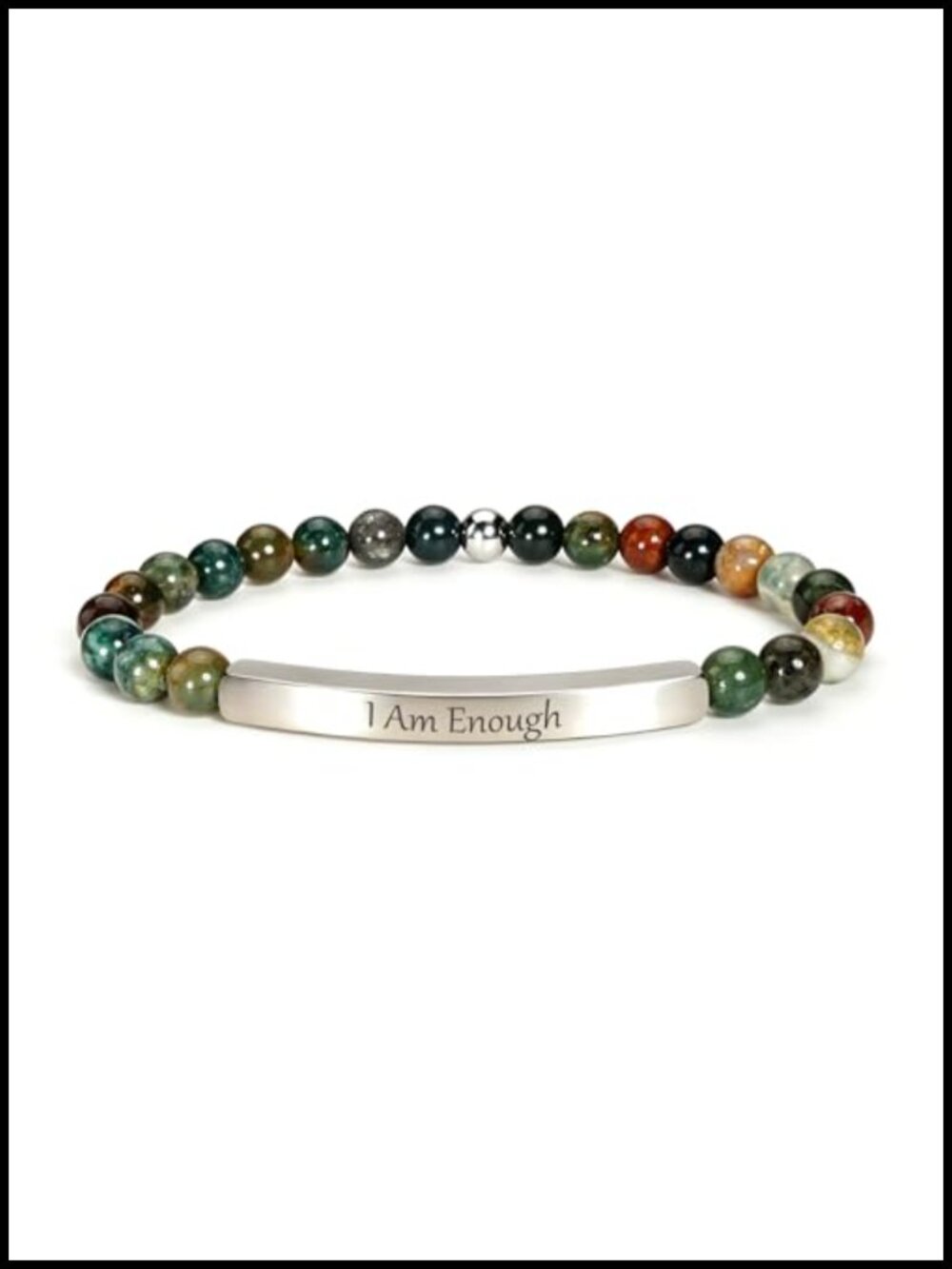 Christian Bracelet Women Indian Agate Bible Verse 18K Gold Plated Stretch